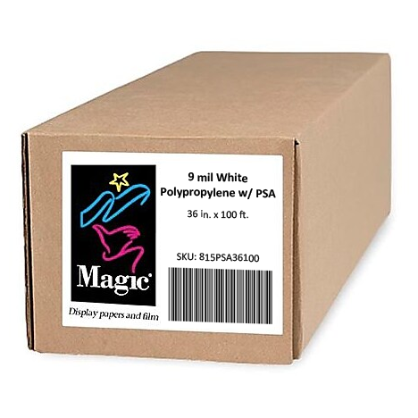 Magic 36″ x 100′ 9 mil White Polypropylene w/ PSA | 815PSA36100