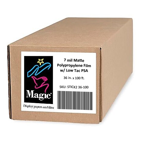 Magic 36" x 100' 7 mil Matte Polypropylene Film w/ Low Tack PSA | STICK2 36-100