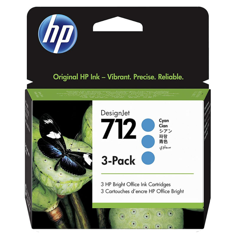 HP 712 29ml Cyan Ink, 3 pack | 3ED77A